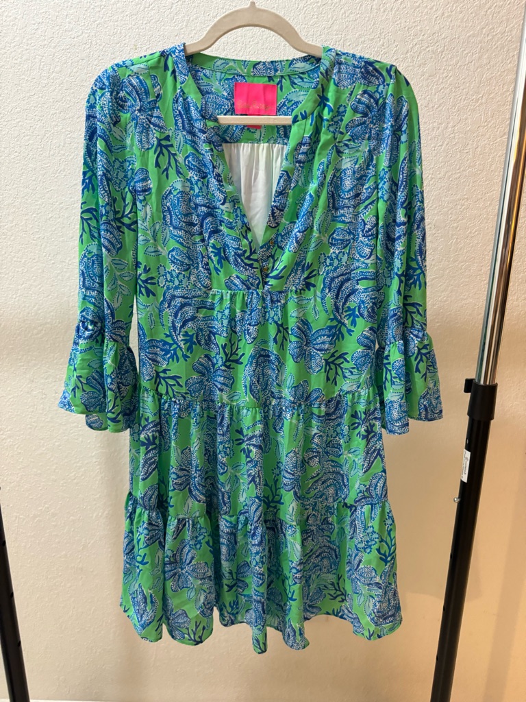 Lilly Pulitzer Dress Green And Blue Print Size 00